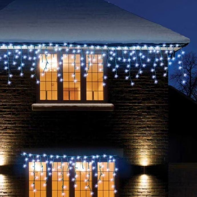 Pachet Proiector laser interior/exterior + Instalatie 12m, franjuri cu LED - diverse culori