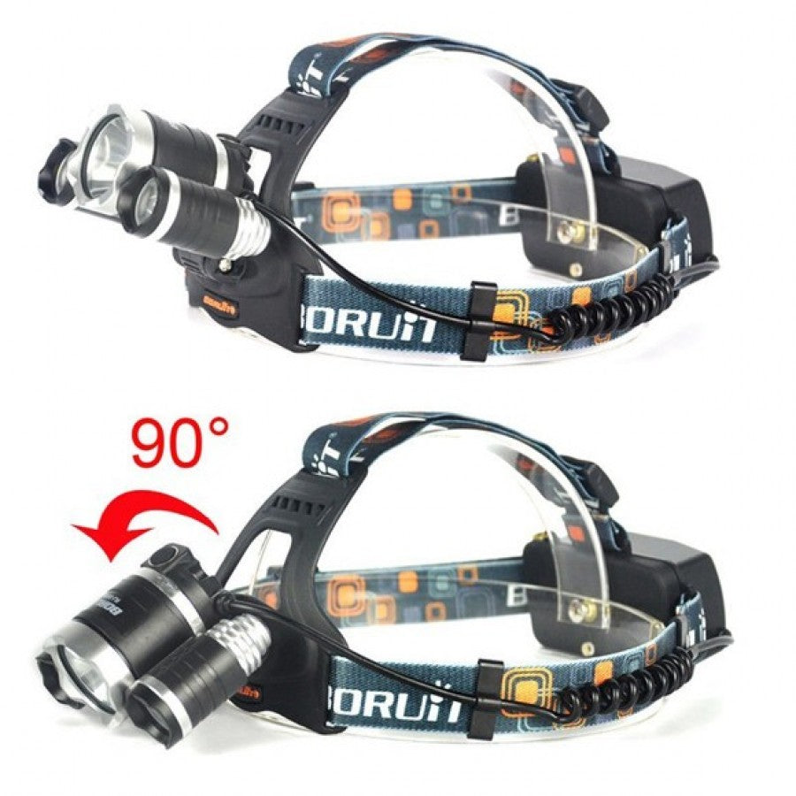 Lanterna de cap 3 x Led Cree XML, T6, frontala, cu lupa + 2x acumulatori 18650, C155