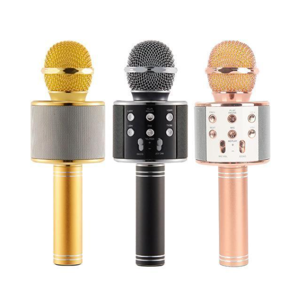 Microfon Karaoke Wireless Bluetooth WS-858 cu difuzor si acumulator incorporat