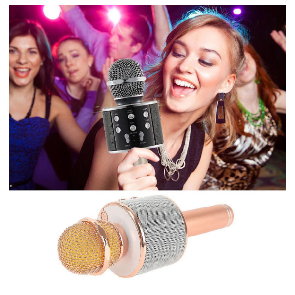 Microfon Karaoke Wireless Bluetooth WS-858 cu difuzor si acumulator incorporat