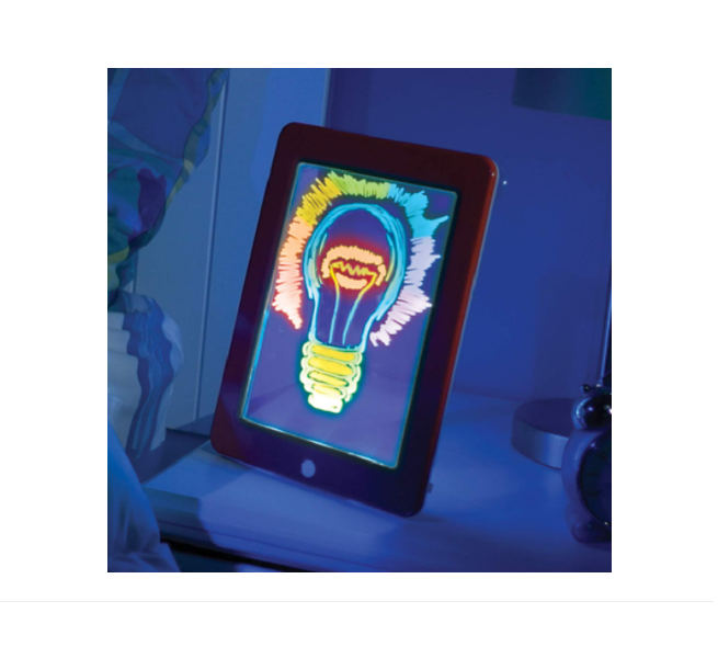 Tabla Magica desenat 3D luminoasa, transparenta, cu leduri si 4 carioci Fluorescente + 14 schite