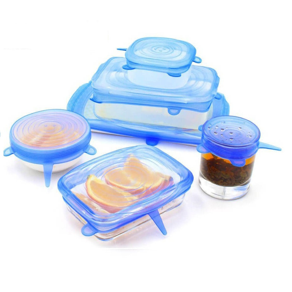 Set 6 capace elastice silicon pentru acoperirea oalelor și castroanelor