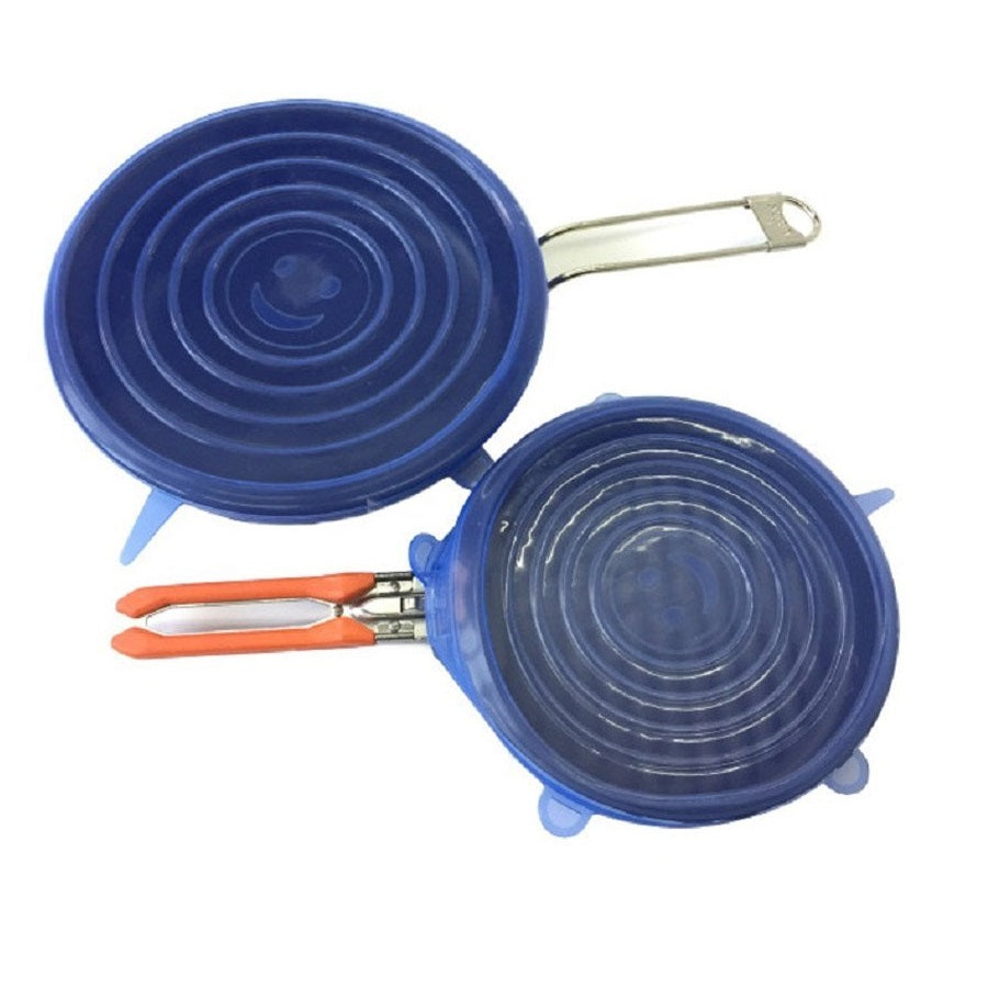 Set 6 capace elastice silicon pentru acoperirea oalelor și castroanelor