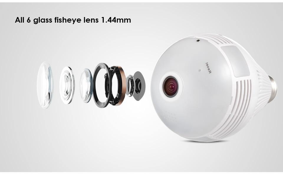 Bec LED Smart Supraveghere Video Camera Panoramica 360 Grade FullHD 1080P Wireless 2MP Socket E27