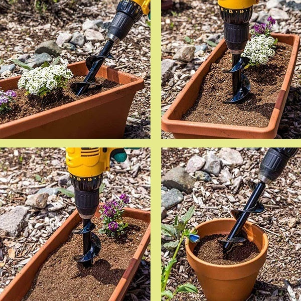 Burghiu spiralat, plantator pentru gradina, compatibil cu bormasina