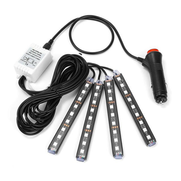 Set 4 benzi LED auto cu lumina ambientala RGB