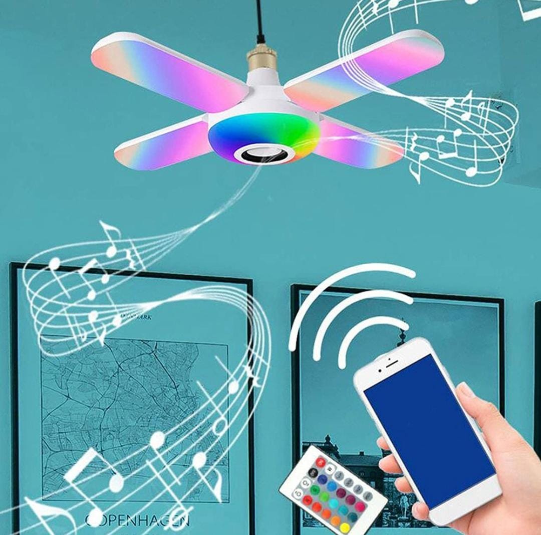 Bec 4 brate cu lumina multicolora RGB , cu functie muzicala prin bluetooth