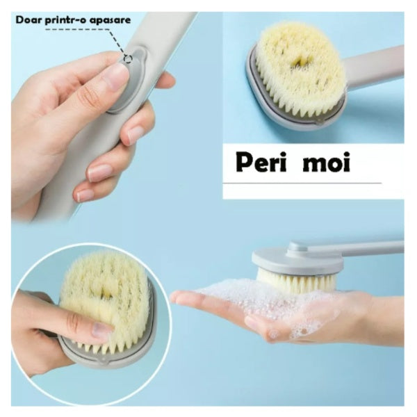 Perie lunga de corp cu rezervor pentru gel de dus