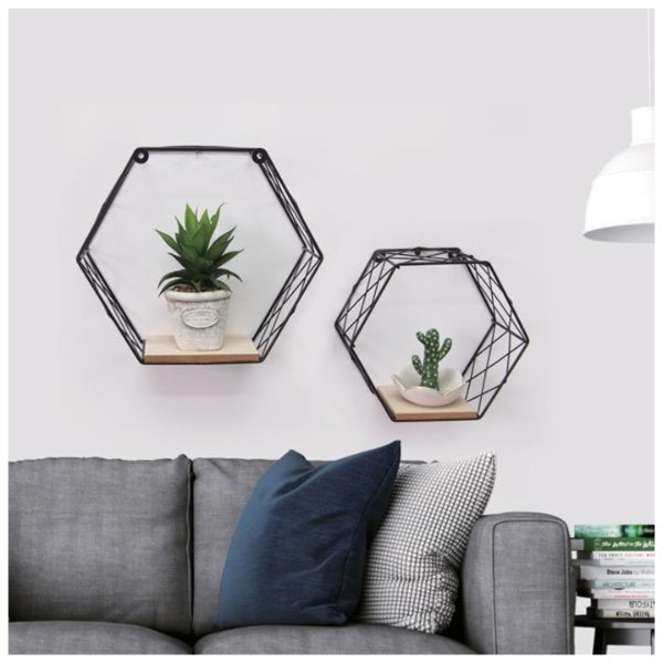 Set 2 rafturi decorative model hexagon