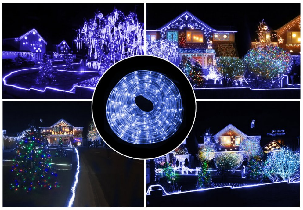 Instalatie furtun, interior - exterior, 10m, 8 jocuri lumini 220V, diverse culori