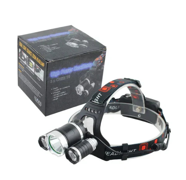 1+1 CADOU Lanterna Profesionala de cap reglabila cu triplu LED Puternic