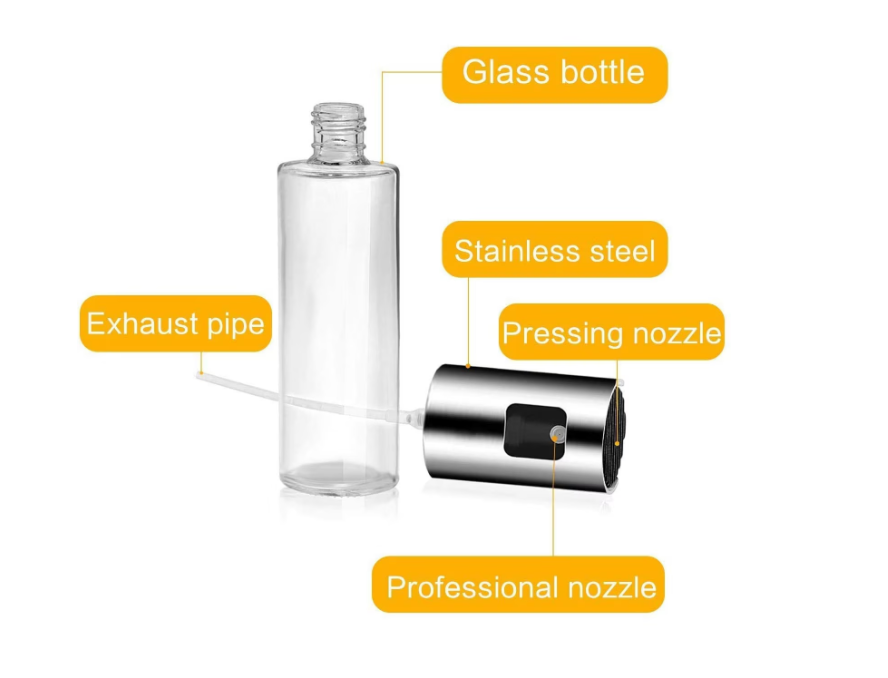 Spray pulverizator pentru ulei sau otet, 100 ml, sticla/inox