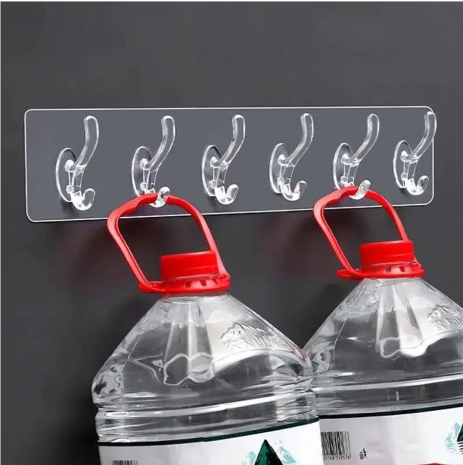 3xset suport 6 carlige multifunctioanle tip cuier cu adeziv acrilic