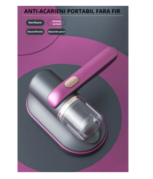 Aspirator portabil Antiacarieni si Praf cu acumulator, 68W, igienizare profunda