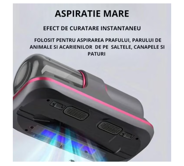 Aspirator portabil Antiacarieni si Praf cu acumulator, 68W, igienizare profunda