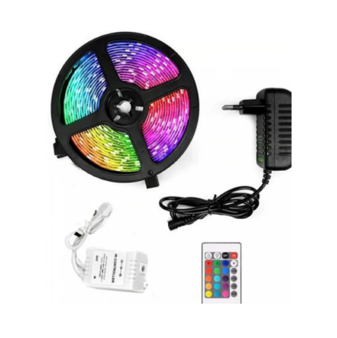 Banda LED cu 300 led-uri, diverse culori, telecomanda si joc de lumini multicolore