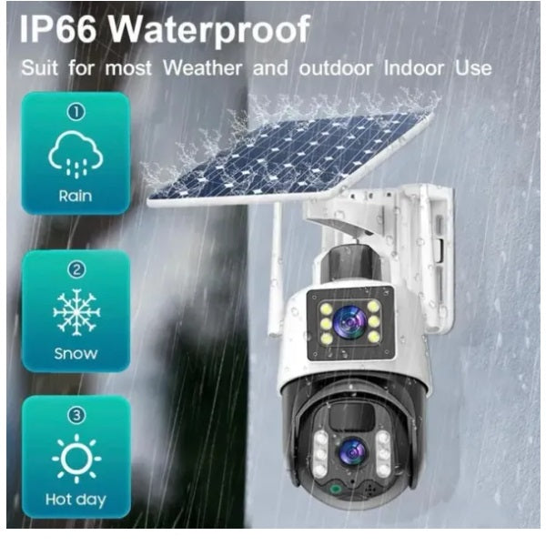 Camera supraveghere 4G V380, panou solar, alarma, rotire, slot card, senzor miscare