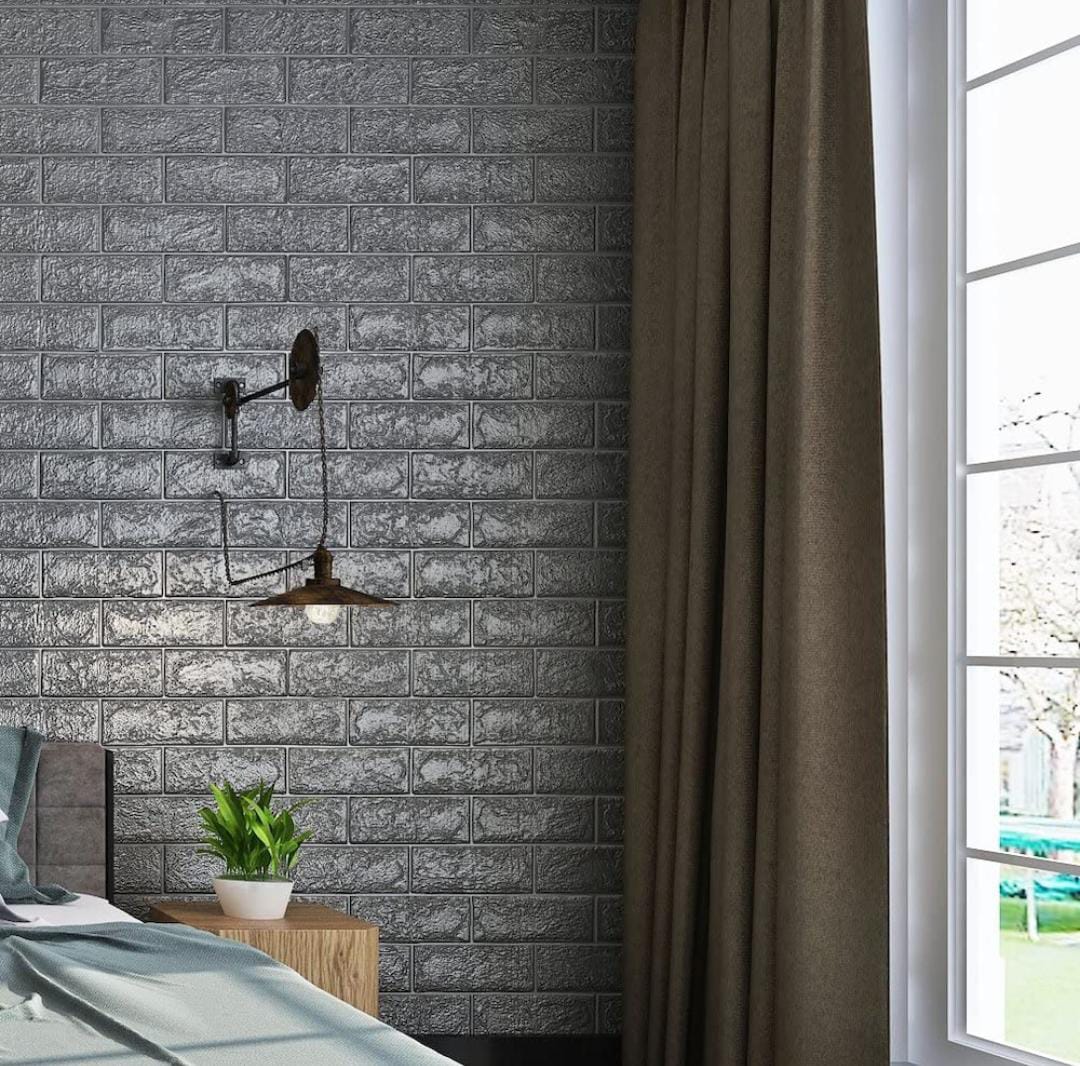 Set 5 x Tapet adeziv gri, 77 x 70 cm, spuma moale 3D