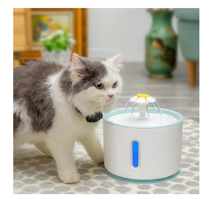 Fantana cu apa pentru animale, purificare si filtrare, 3 trepte, otel inoxidabil, 2.4 L