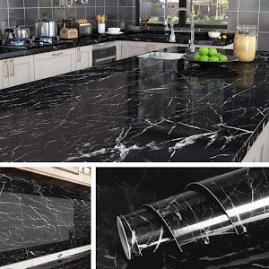 Set 5x Folie autoadeziva imitatie marmura negru 60 x 200 cm