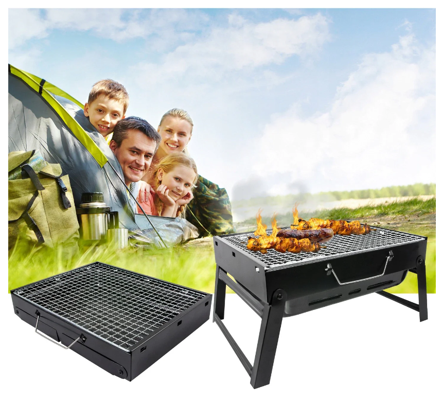 Gratar portabil din tabla pentru camping sau gradina 36x29x6.8cm