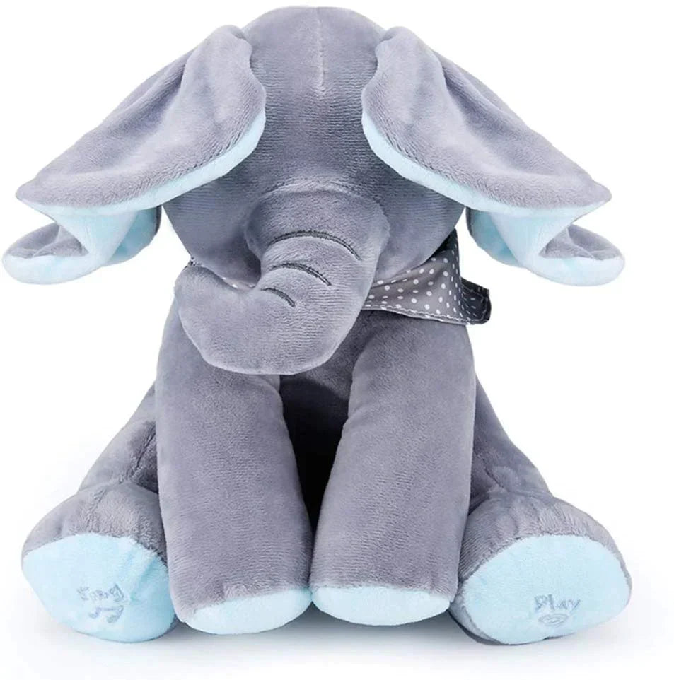 Jucarie de plus interactiva muzicala, Elefantul Cucu -Bau, 30 cm