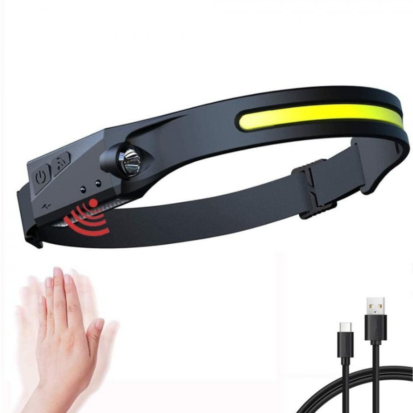 Lanterna de cap cu acumulator cu senzor de miscare, pentru pescuit, camping, drumetii, 45m, 350lm