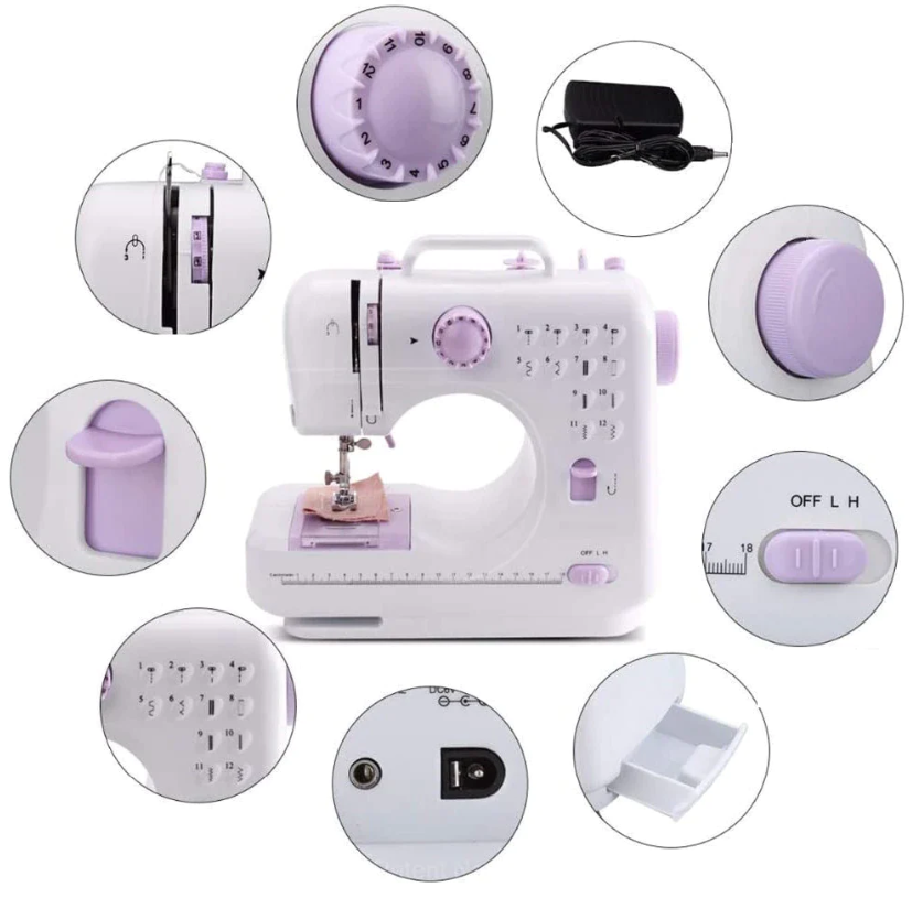 Masina de cusut multifunctionala cu accesorii portabila FHSM-505