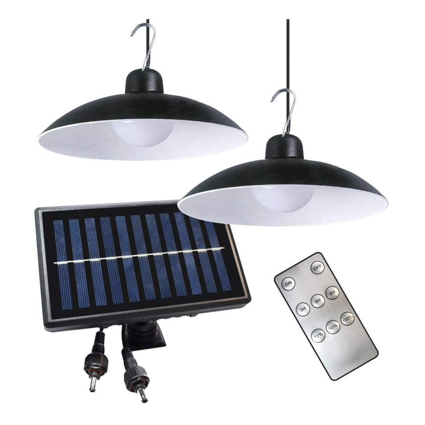 Set panou solar cu 2 becuri LED cu aplica, telecomanda, 50W