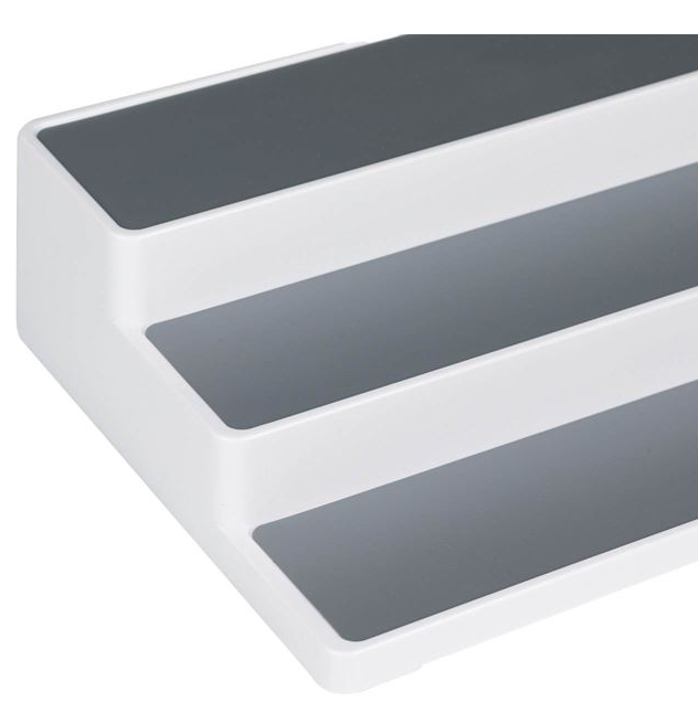 Raft pentru mirodenii 3 nivele, Plastic, Alb Gri 36.5x24x8.5cm