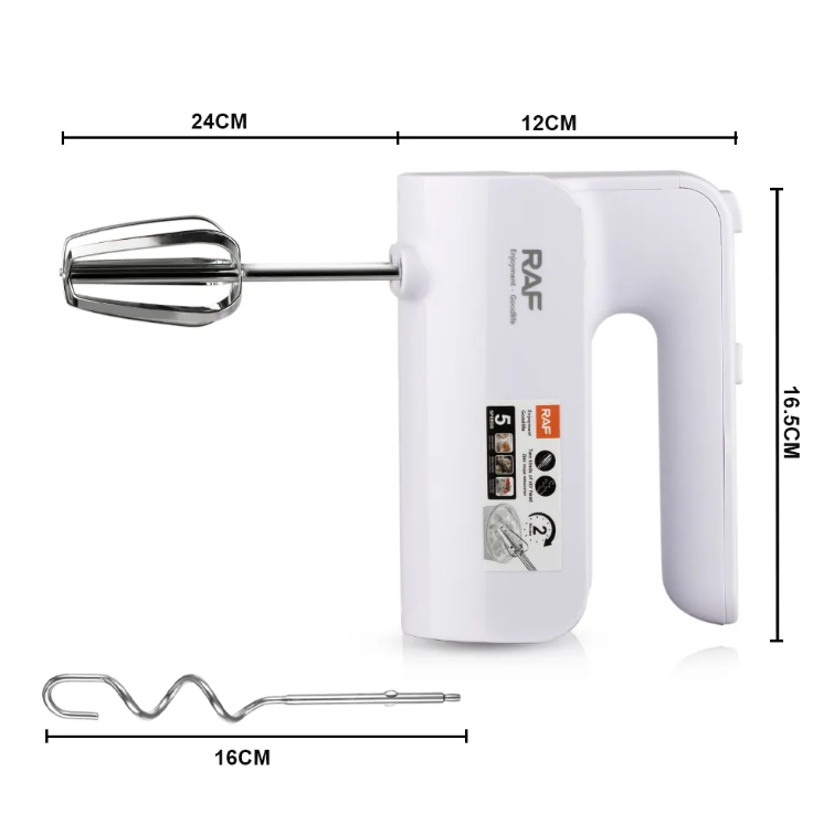 Mixer de mana RAF, 800W, 5 viteze, 22000rpm, Rosu/Alb