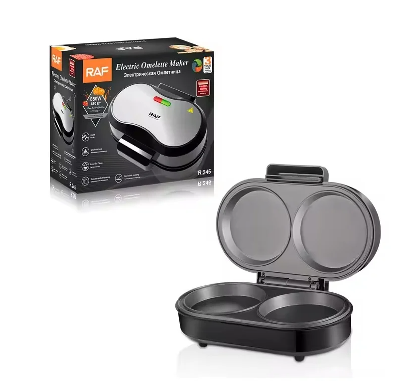 Aparat electric multifunctional dublu pentru burgeri/omleta/waffles/clatite, 850W