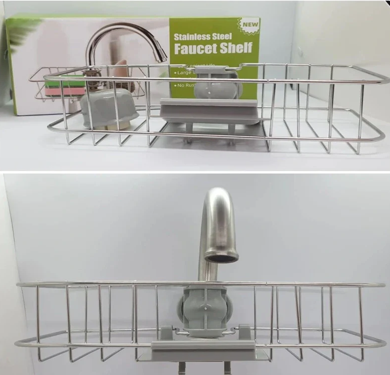 Organizator pentru chiuveta cu prindere pe robinet, otel inoxidabil