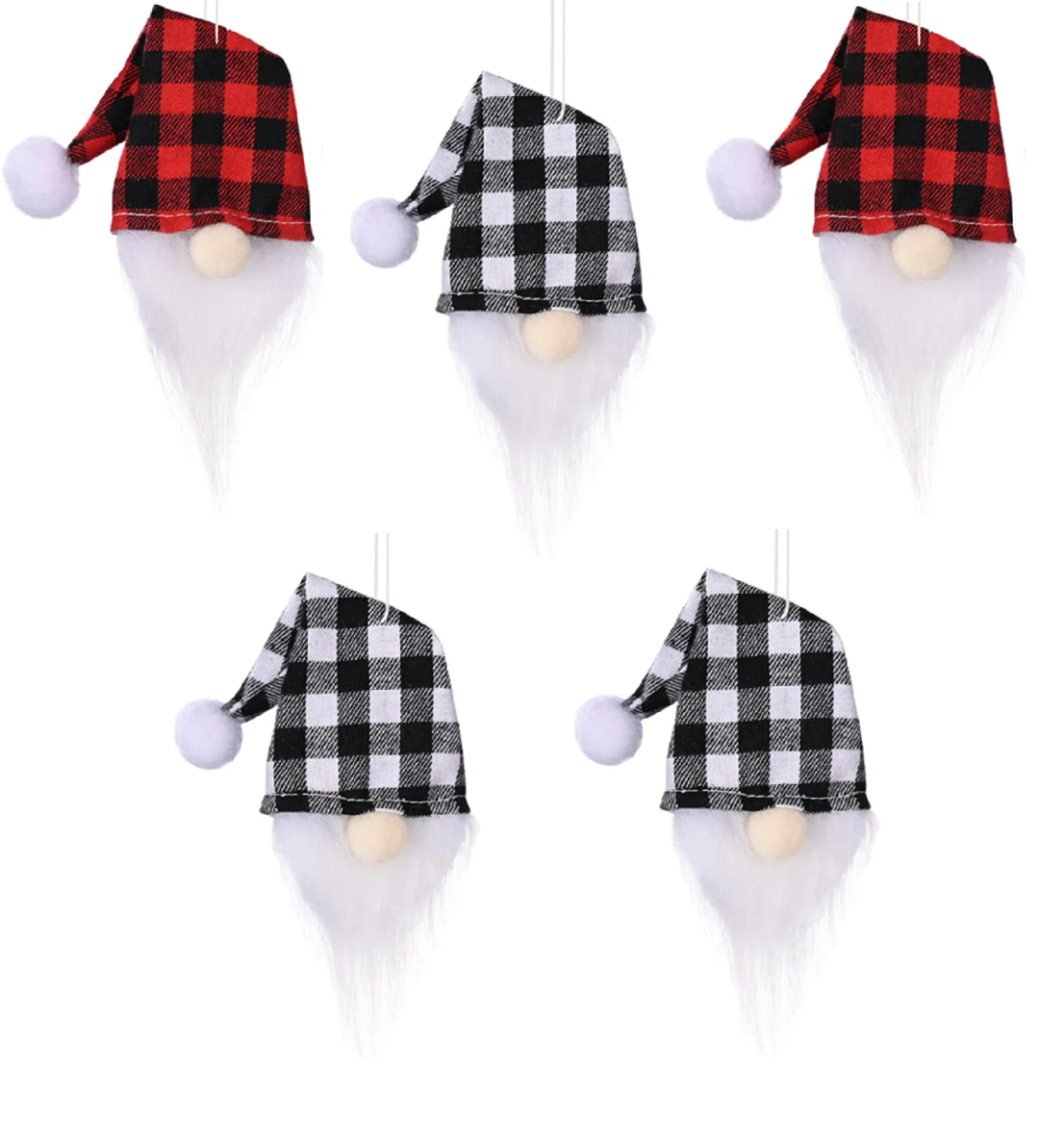 Set 5 ornamente de Craciun pentru sticle, pitic cu barba