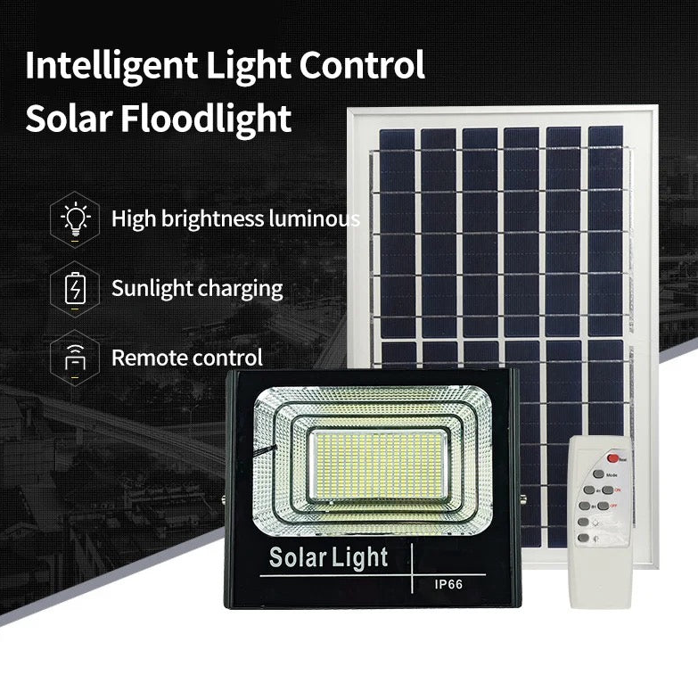 Proiector LED 100W cu panou solar, telecomanda inclusa