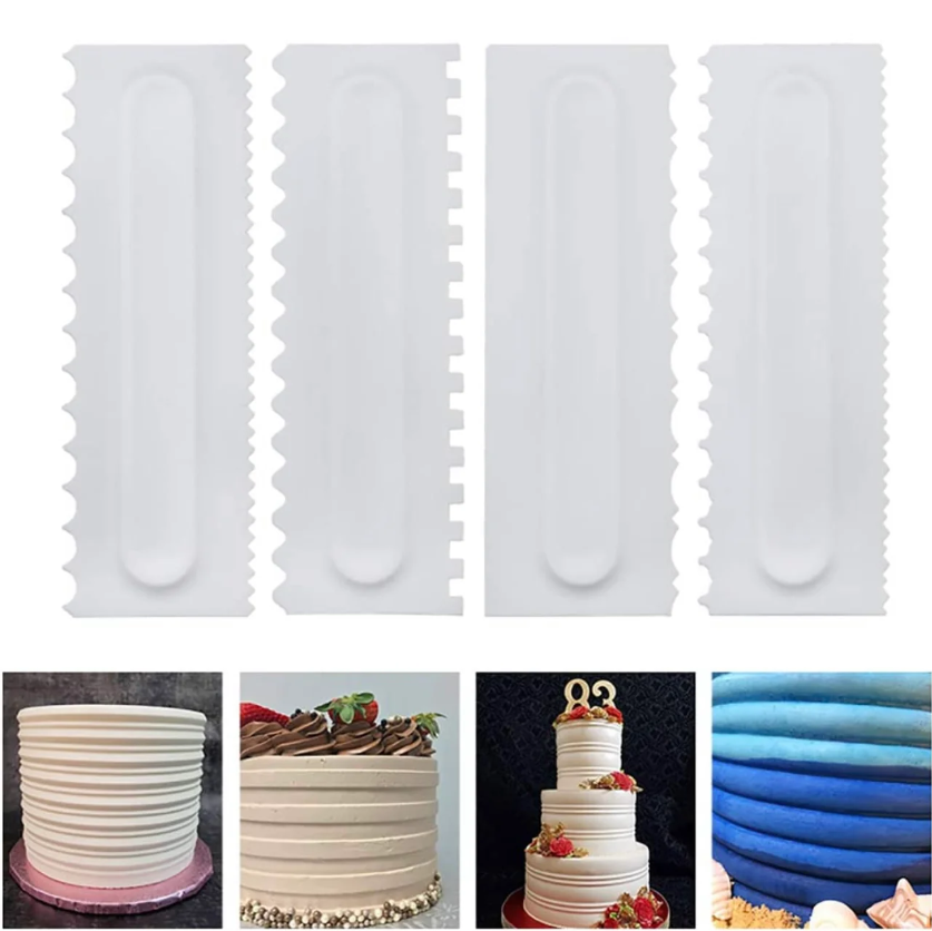 Platou rotativ decorare cu baza antiaderenta, 28 cm + CADOU Set 4 raclete decorare tort, 8 modele diferite