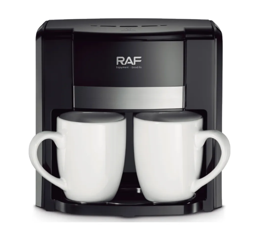 Aparat de Cafea RAF 1000W cu 2 Cani ceramice si Lingura de masurare Incluse, 420ml