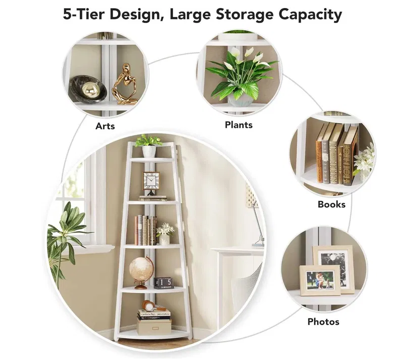 Raft De Colt Cu 5 Polite, Alb ,52 x 34 x 150 cm
