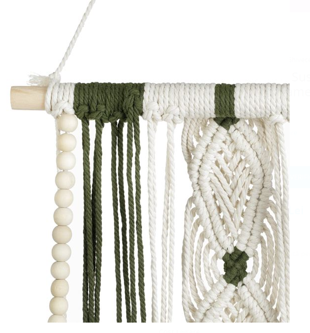 Decoratiune suspendabila Raft din Lemn cu Model Macrame 25x13x42cm