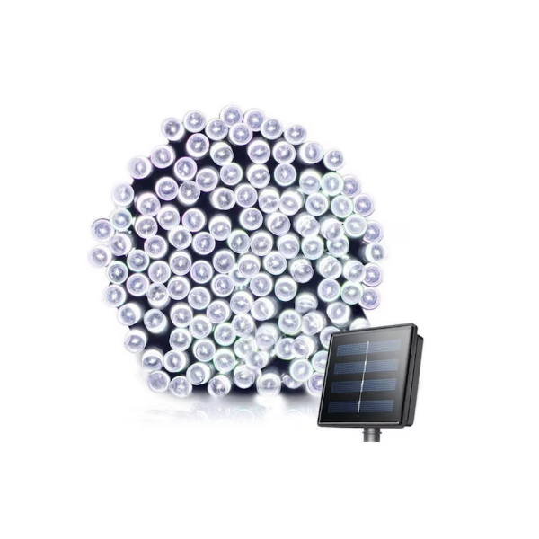 Set 2 x instalatie solara 100 led, exterior, multicolor, albastru, alb rece, alb cald, total 20m