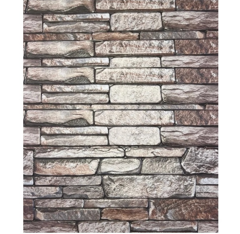 Set 10 Bucati tapet autoadeziv 3 d 30X60 cm model piatra bej-maro