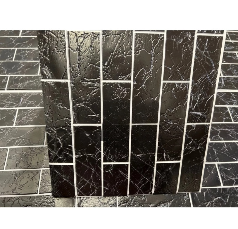 Set 10 Bucati tapet autoadeziv 3D 30X60 cm model caramida culoare neagra