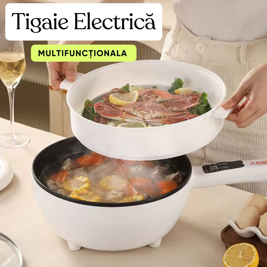 Tigaie Electrică Antiaderentă, Control Temperatură, Încălzire Uniformă, 26 cm, 3L