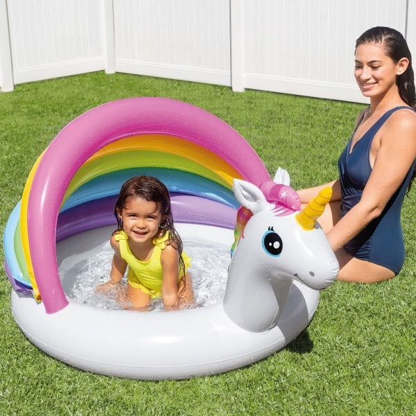 Piscina pentu bebelusi, unicorn, podea gonflabila, cu acoperis