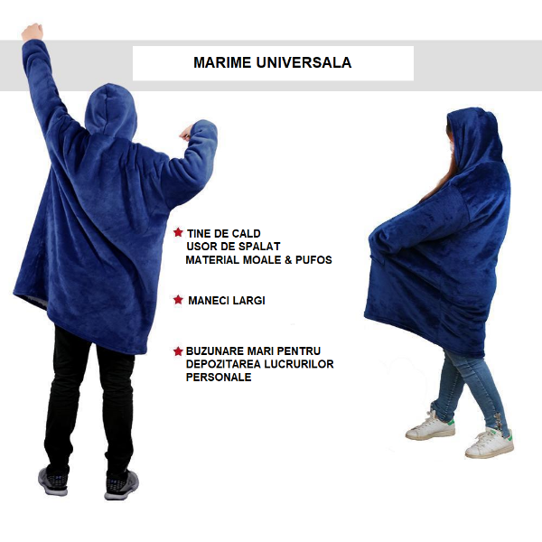 Hanorac patura cu gluga si maneci