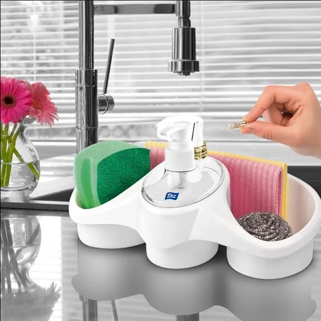 Dispenser detergent vase cu suport pentru burete