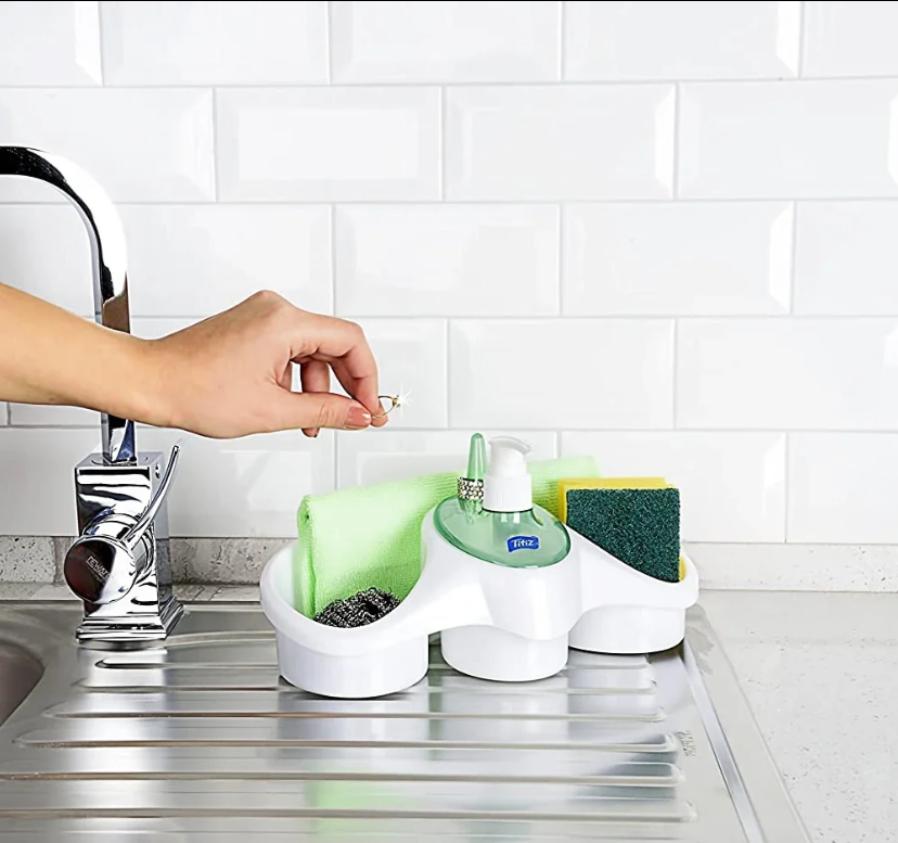 Dispenser detergent vase cu suport pentru burete