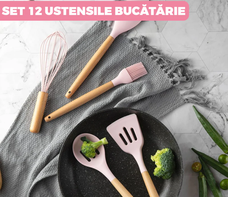 Set 12 ustensile de bucatarie, din silicon alimentar