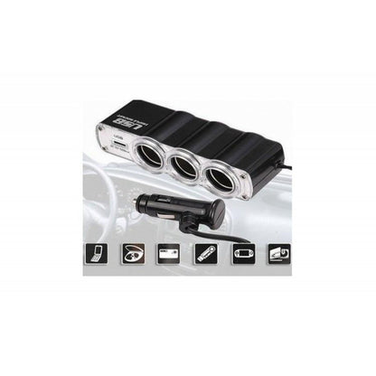 Pachet AUTO: Modulator FM mp3 player cu incarcator incorporat + priza bricheta tripla si USB incorporat