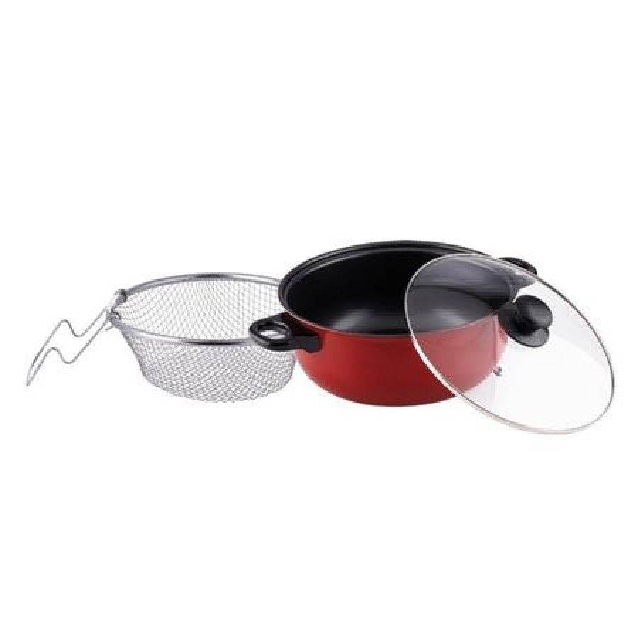 Friteuza teflonata cu capac si cos , 24 cm